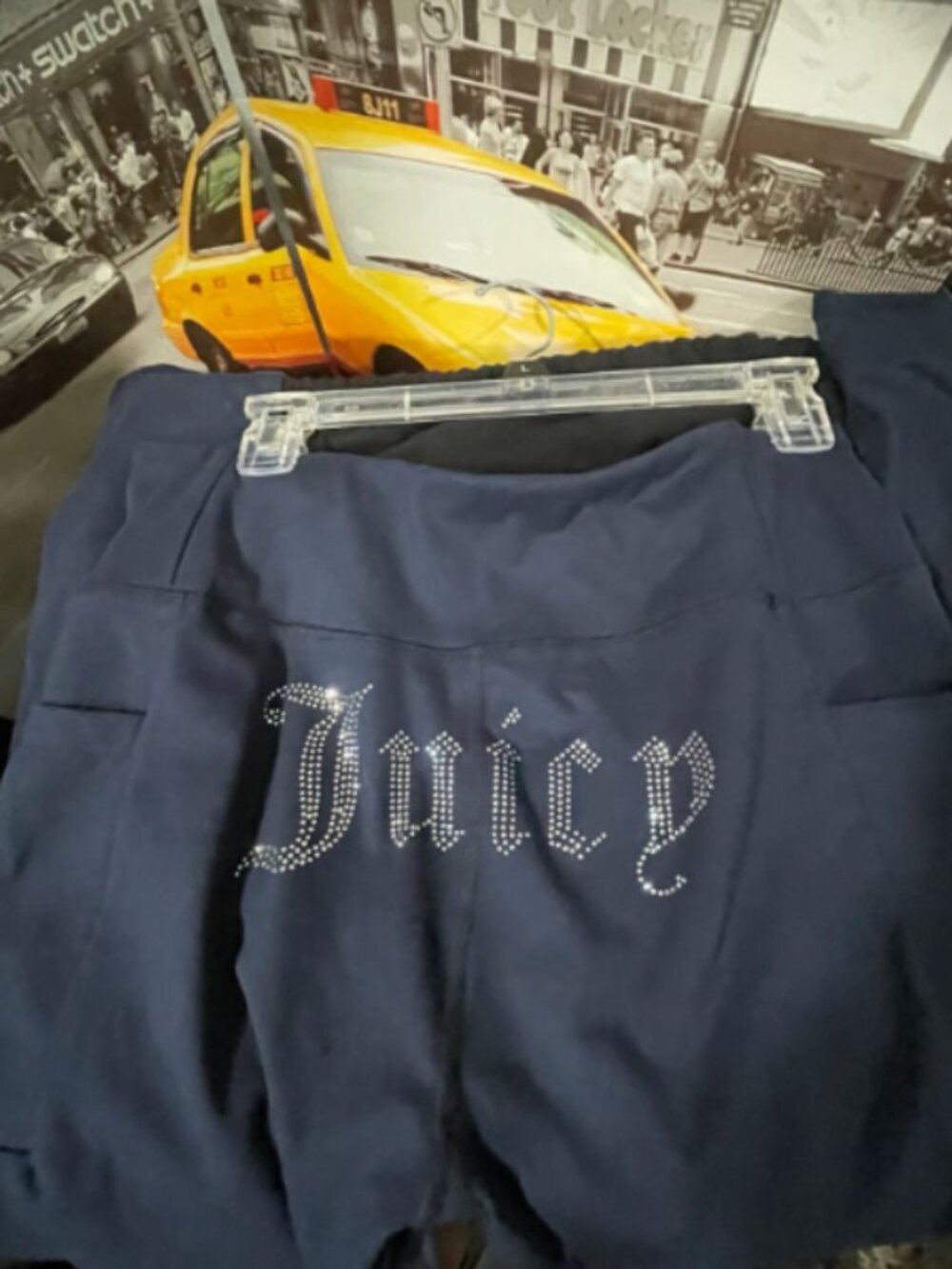 Juicy Couture Sport Navy Leggings with Rhinestone Juicy High Waist SZ Large
